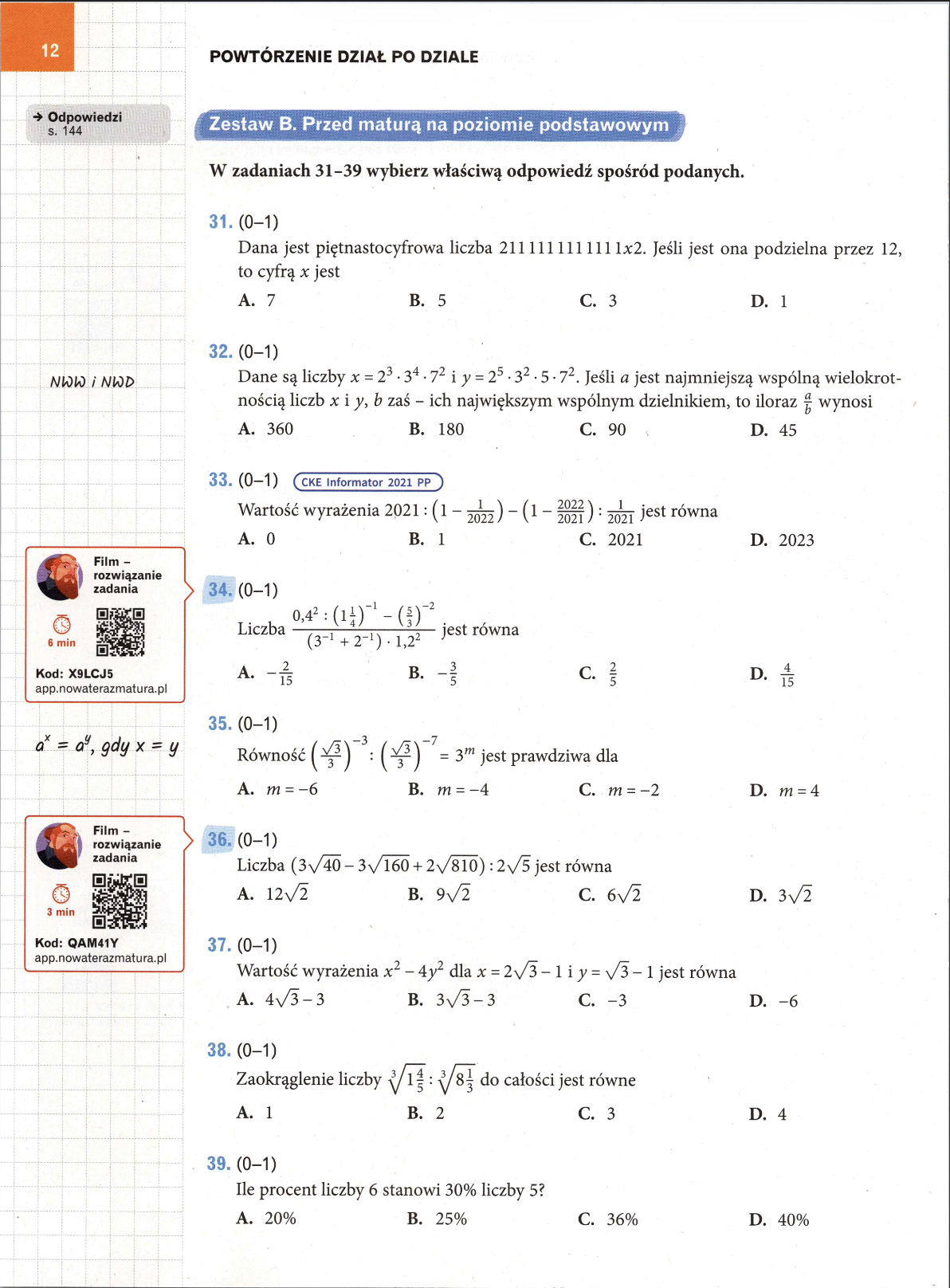 Strona 12 - Zestaw B, zadania maturalne
