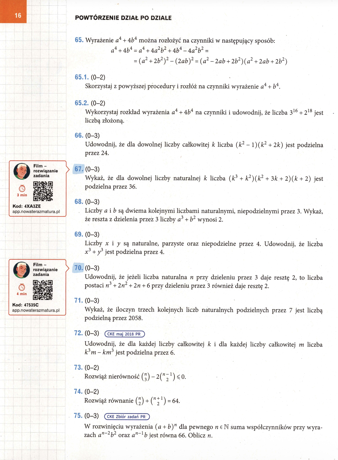 Strona 16 - Powtórzenie, zadania 65-75